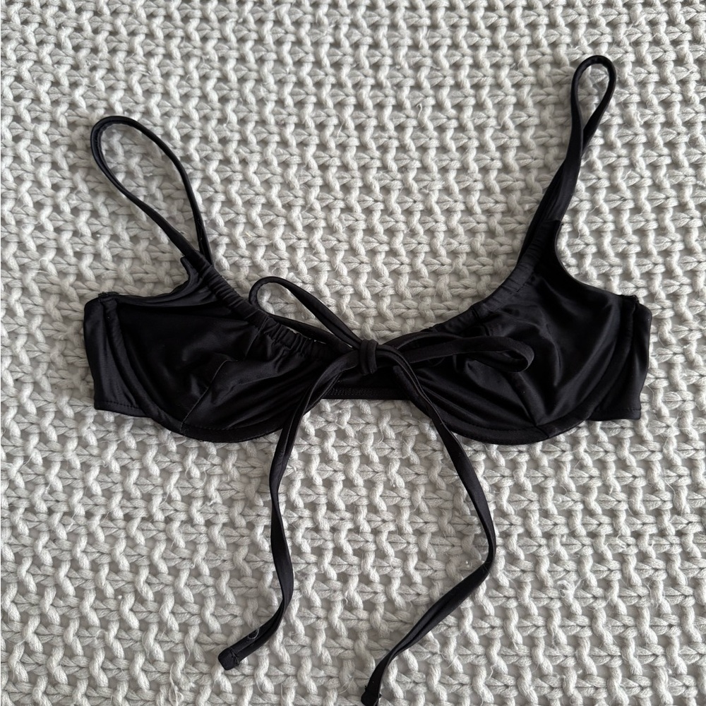 Frankie’s Black Tie-Front Bikini Top